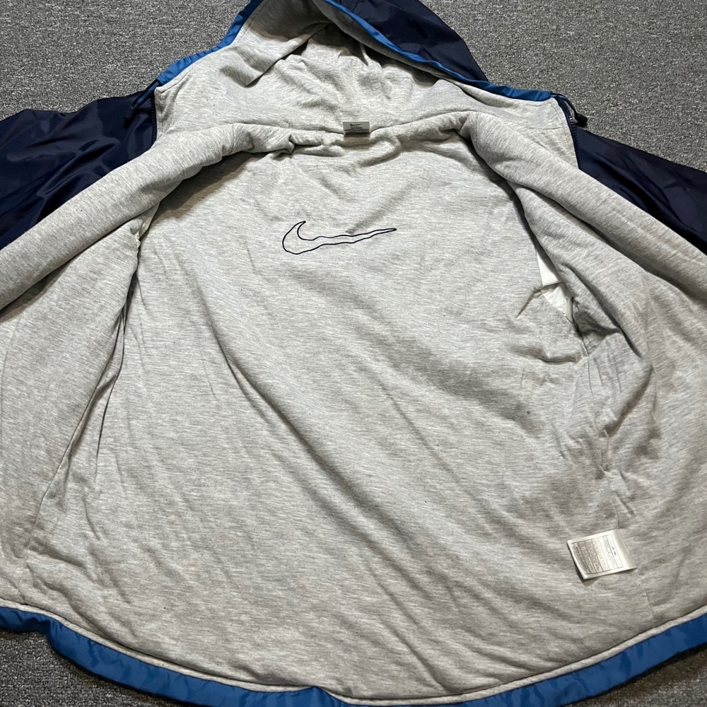 Vintage 90s Nike Navy Blue Hooded Jacket Youth L 12-14 Lined Windbreaker - Picture 8 of 12